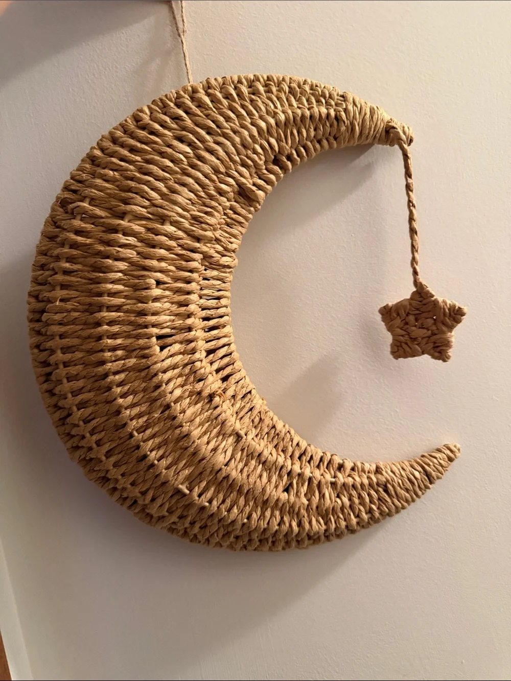 Natural Woven Crescent Moon Wall Hanging - Brown